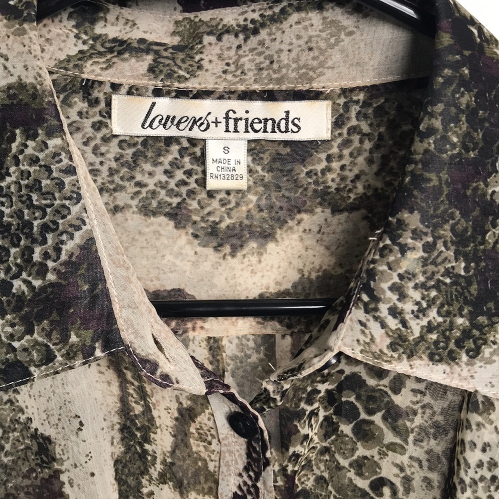 Lovers + Friends Sheer Button Up Dress Python - Picture 2 of 5